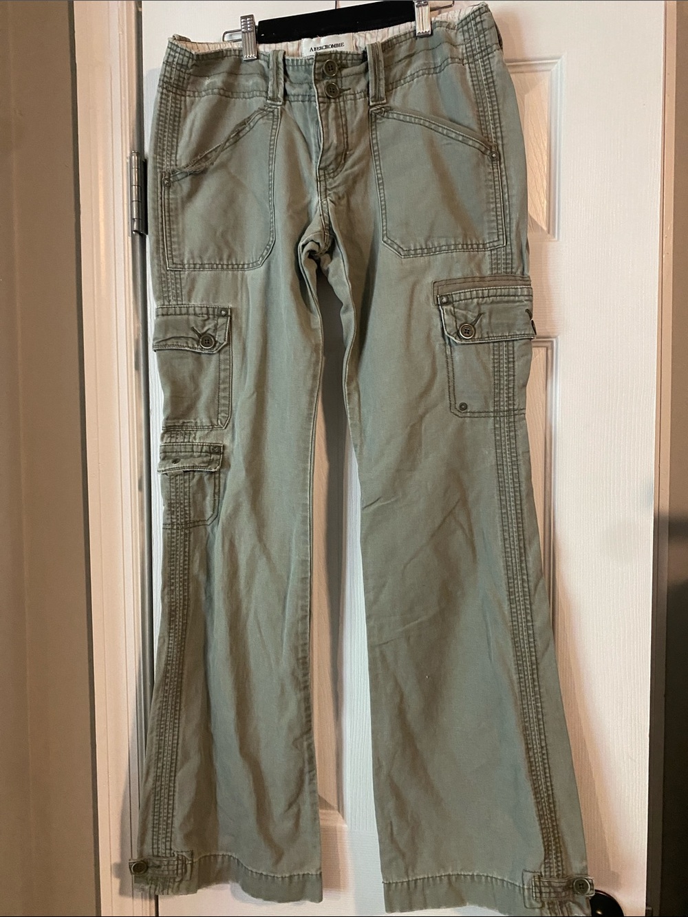 Abercrombie & Fitch Sage Green Cargo Flare Jeans